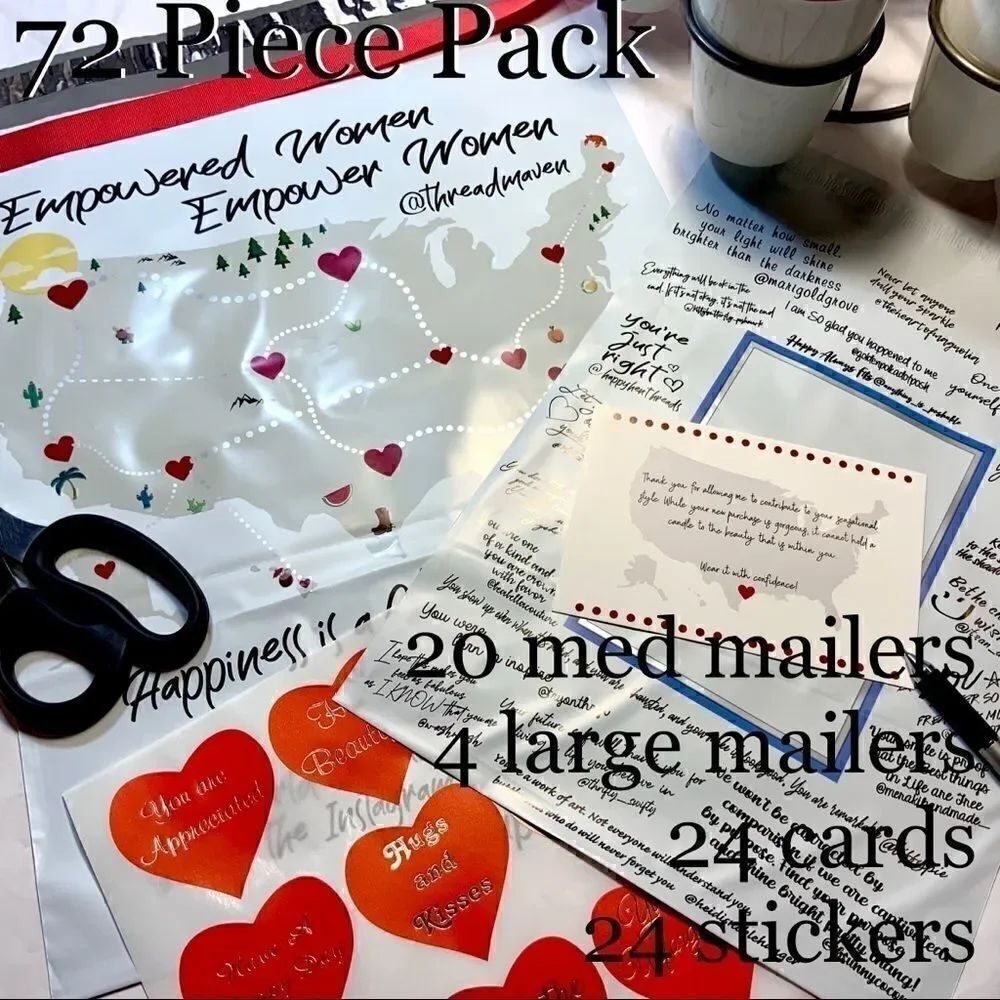 72 P	C BUNDLE MAILERS COMPLETE W CARDS / STICKER NWT THANK YOU SHIPPING BUSINESS